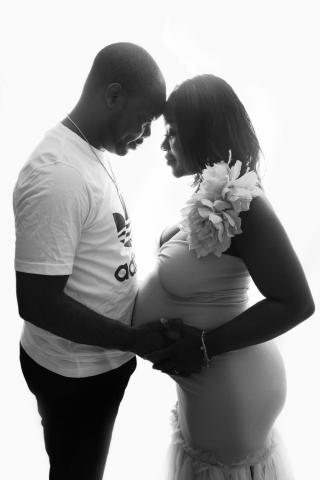 Pregnant woman during pregnancy photo shoot in Cologne